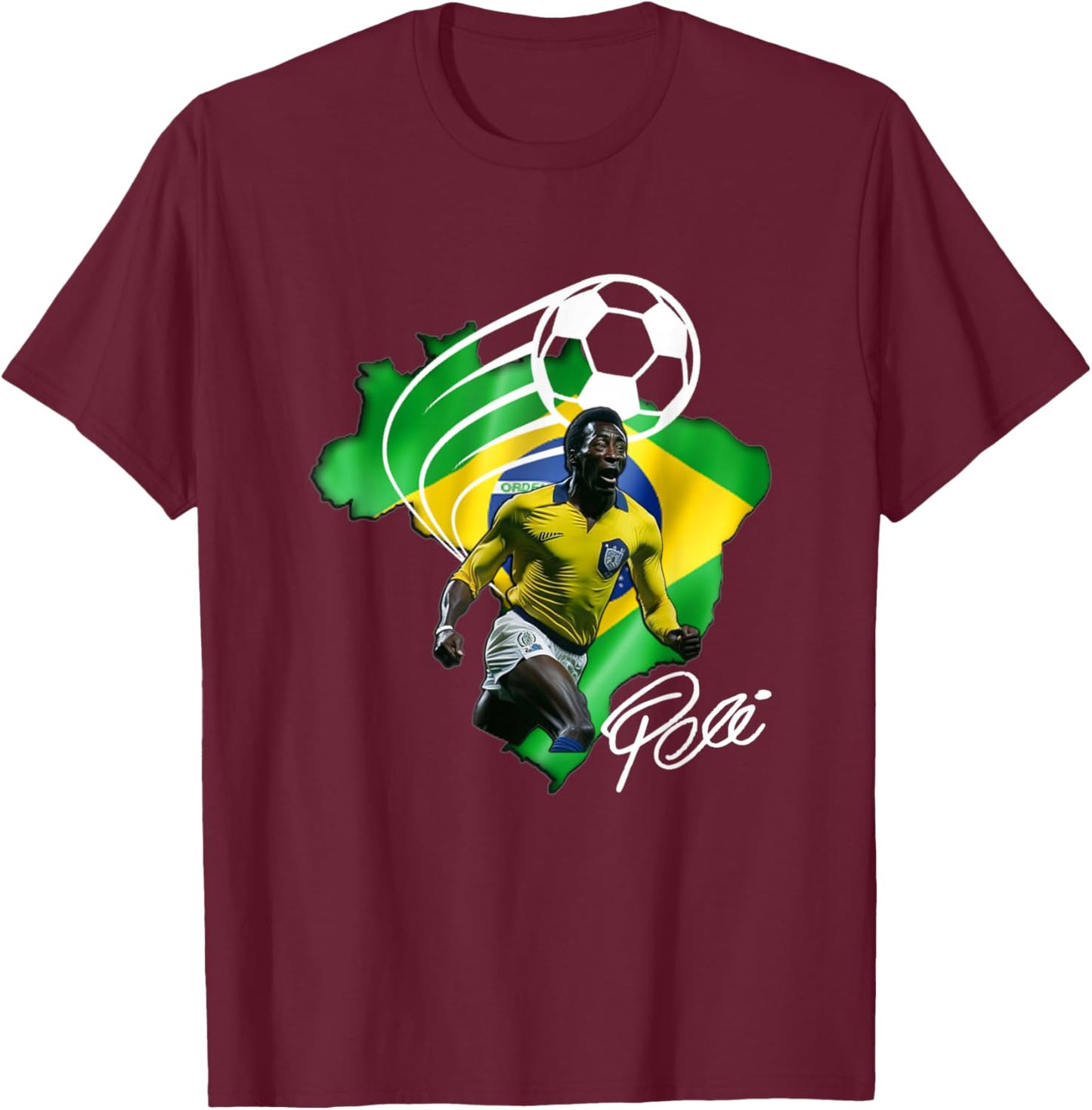 Pele_Brasil_005 T-Shirt - T-Shirt | Maroon