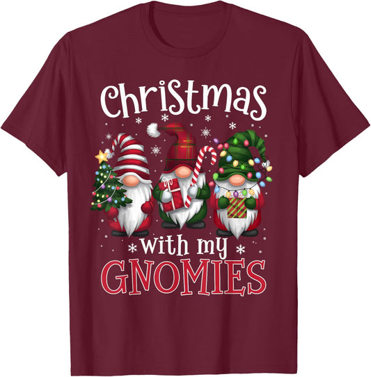 Gnome Family Christmas Matching Men Women Kids Black Christmas Gnomes T-Shirt - T-Shirt | Maroon