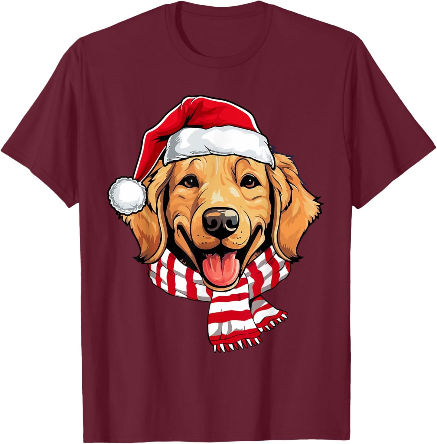 Santa Golden Retriever Christmas Dog Lover Men Women Kids T-Shirt - T-Shirt | Maroon