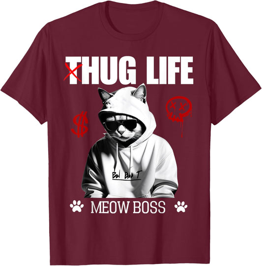 Cute Cat Hug Life Funny Thug Gangster Hiphop Kitten Lovers Women T-Shirt - T-Shirt | Maroon