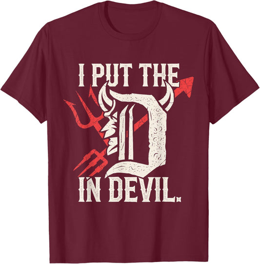 I Put The D in Devil Matching Couple Funny Halloween T-Shirt - T-Shirt | Maroon