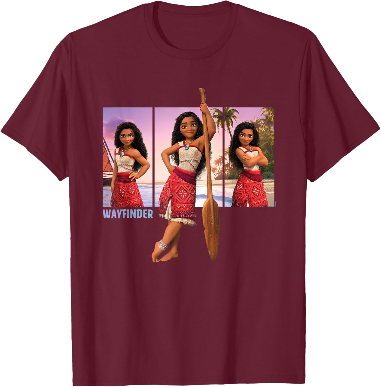 Disney Moana 2 Wayfinder Moana with Oar Pose Trio T-Shirt - T-Shirt | Maroon