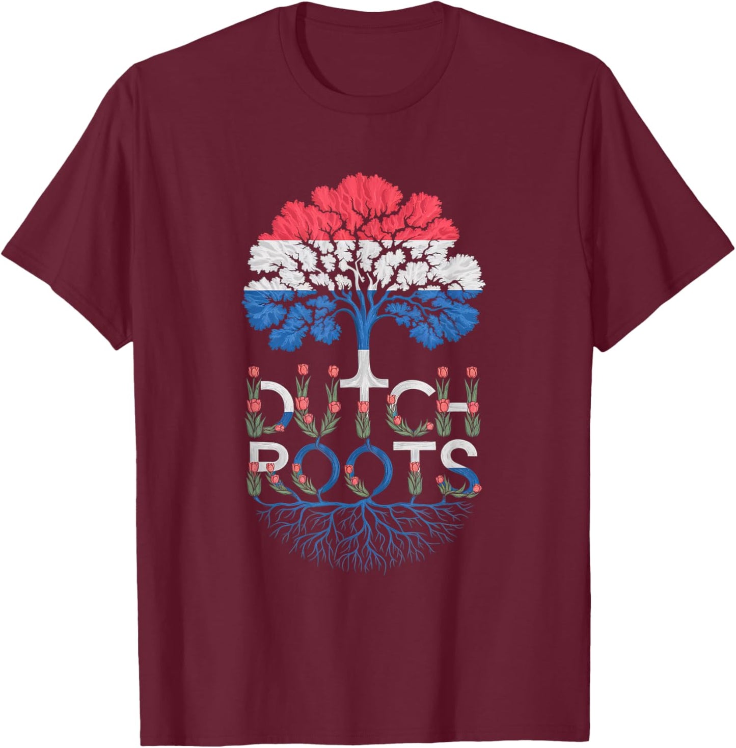 Dutch Roots - Netherlands Flag Colors Family Tree Souvenir T-Shirt - T-Shirt | Maroon