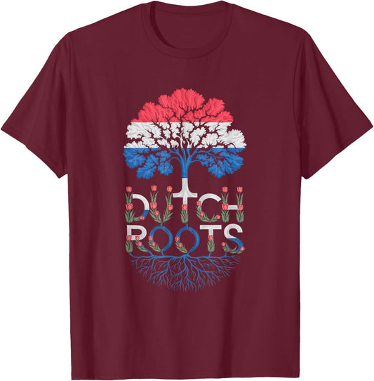 Dutch Roots - Netherlands Flag Colors Family Tree Souvenir T-Shirt - T-Shirt | Maroon