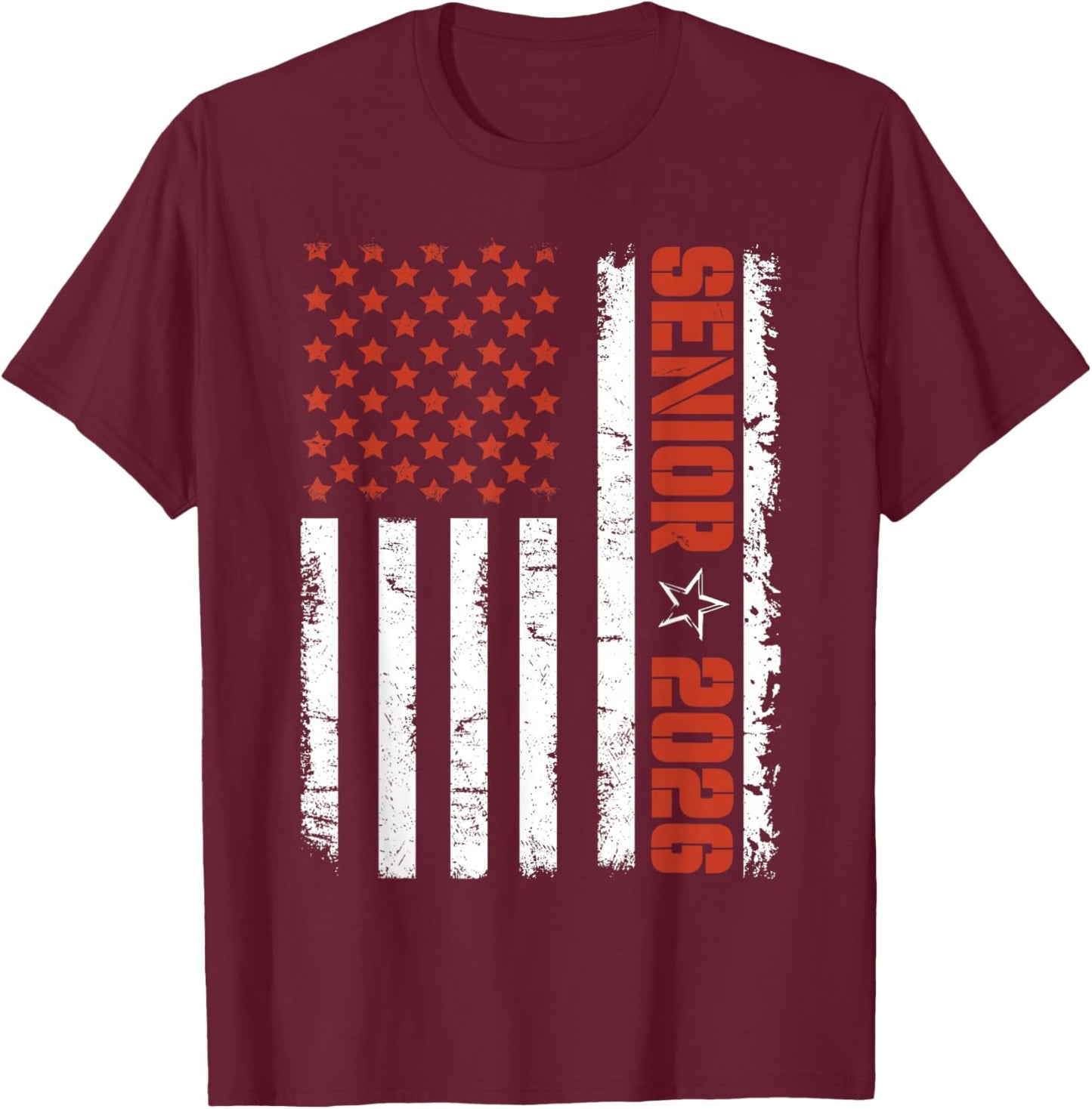 Patriotic Senior 2026 American Flag Class of 2026 Graduation T-Shirt - T-Shirt | Maroon