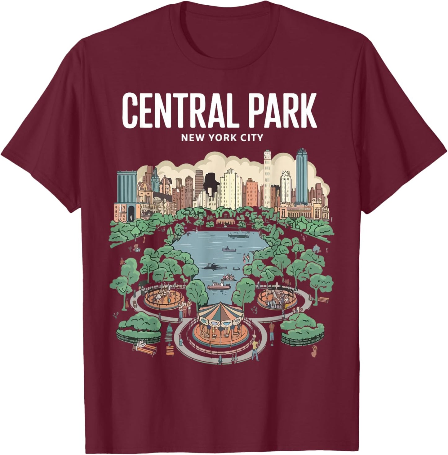 New York Central Park T-Shirt - T-Shirt | Maroon