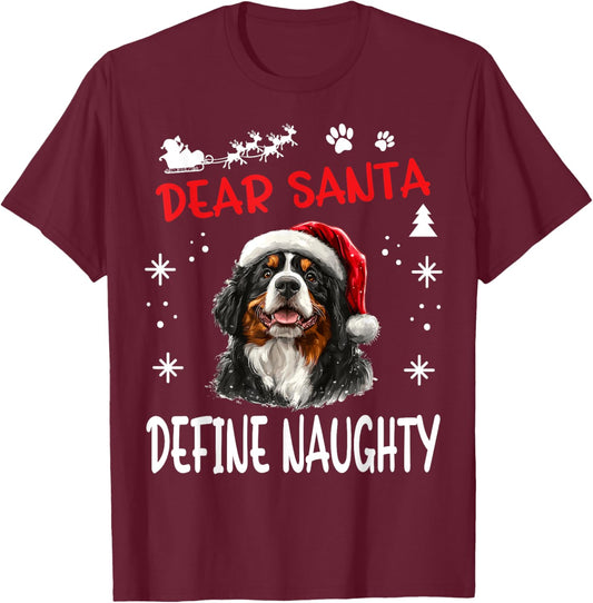 Cute Bernese Mountain Dog Christmas Dear Santa Define T-Shirt - T-Shirt | Maroon