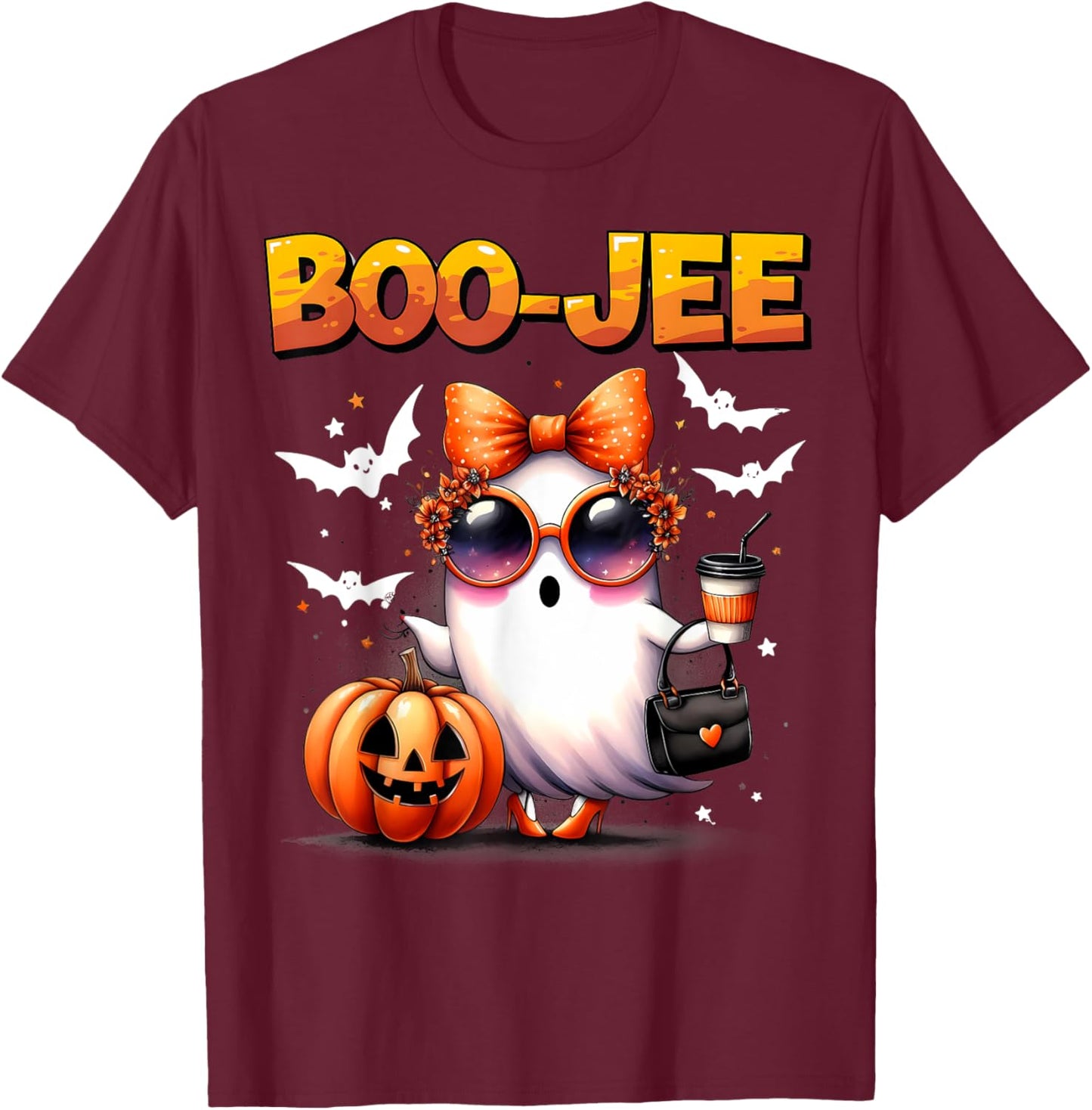 Funny Boo-Jee Ghost Halloween Boo Jee Ghost Spooky Season T-Shirt - T-Shirt | Maroon
