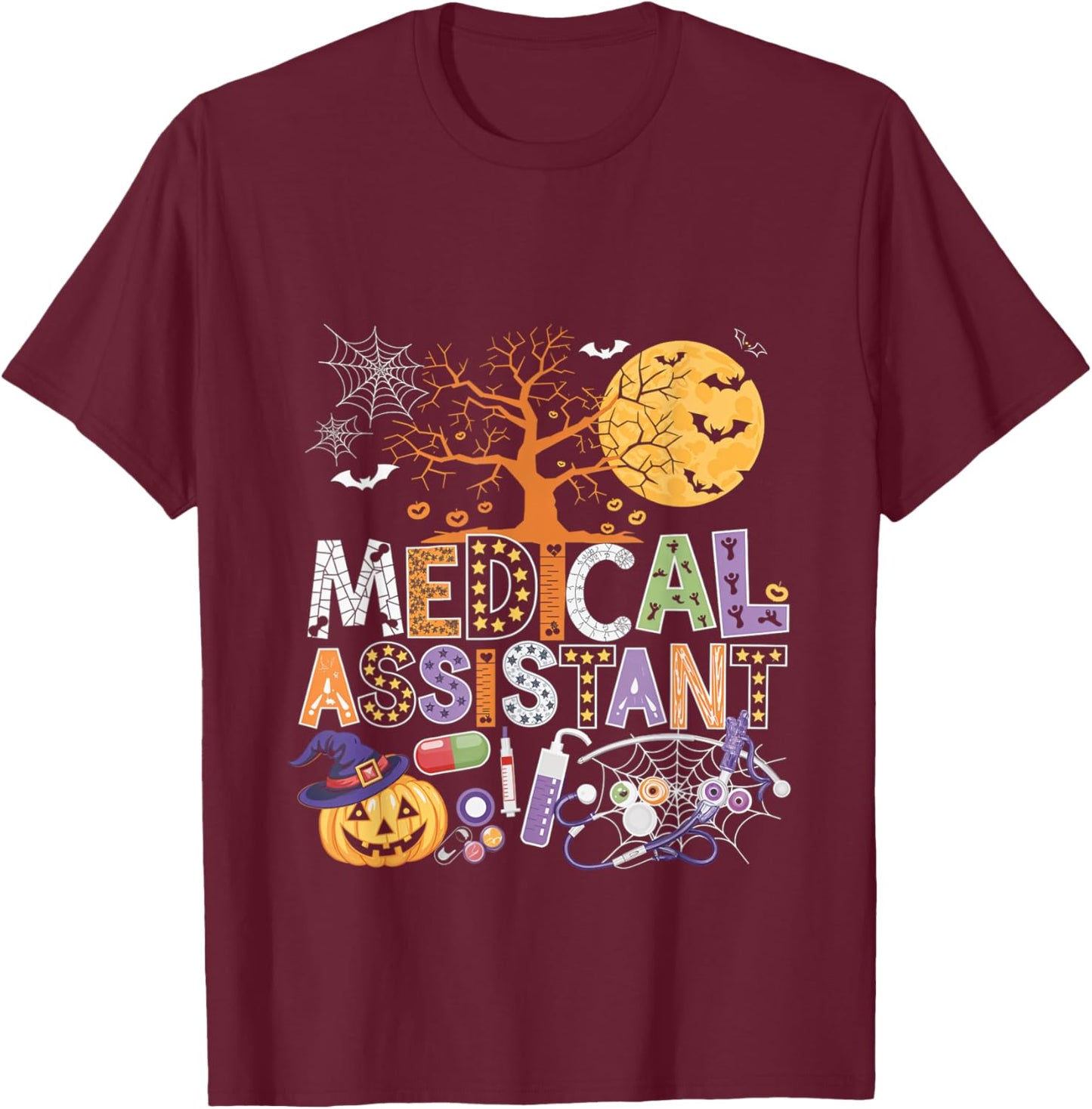Medical Assistant Halloween Medical Nurse Costume Fun T-Shirt - T-Shirt | Maroon