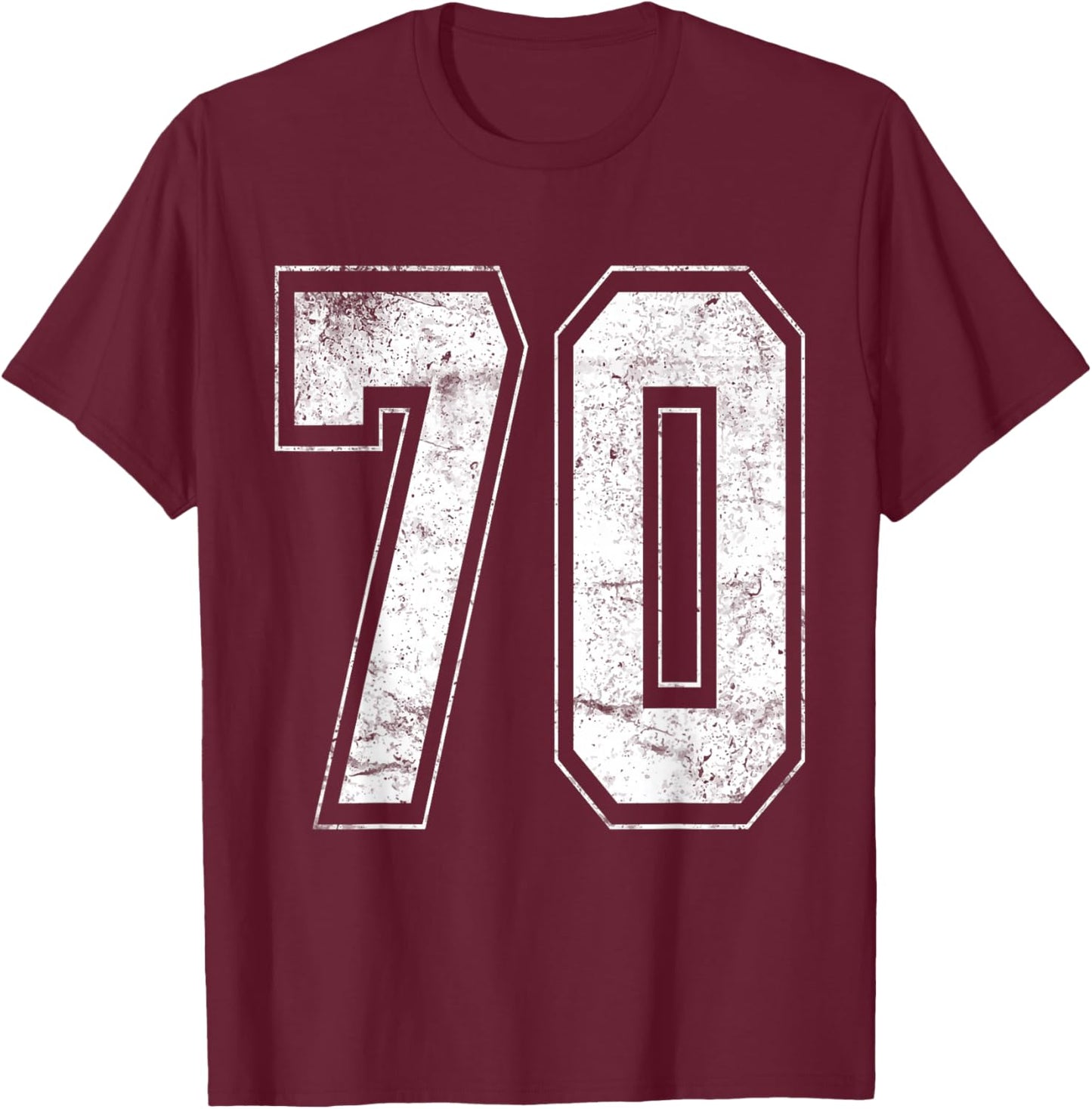 Jersey Uniform Number #70 Athletic Style Sports Graphic T-Shirt - T-Shirt | Maroon