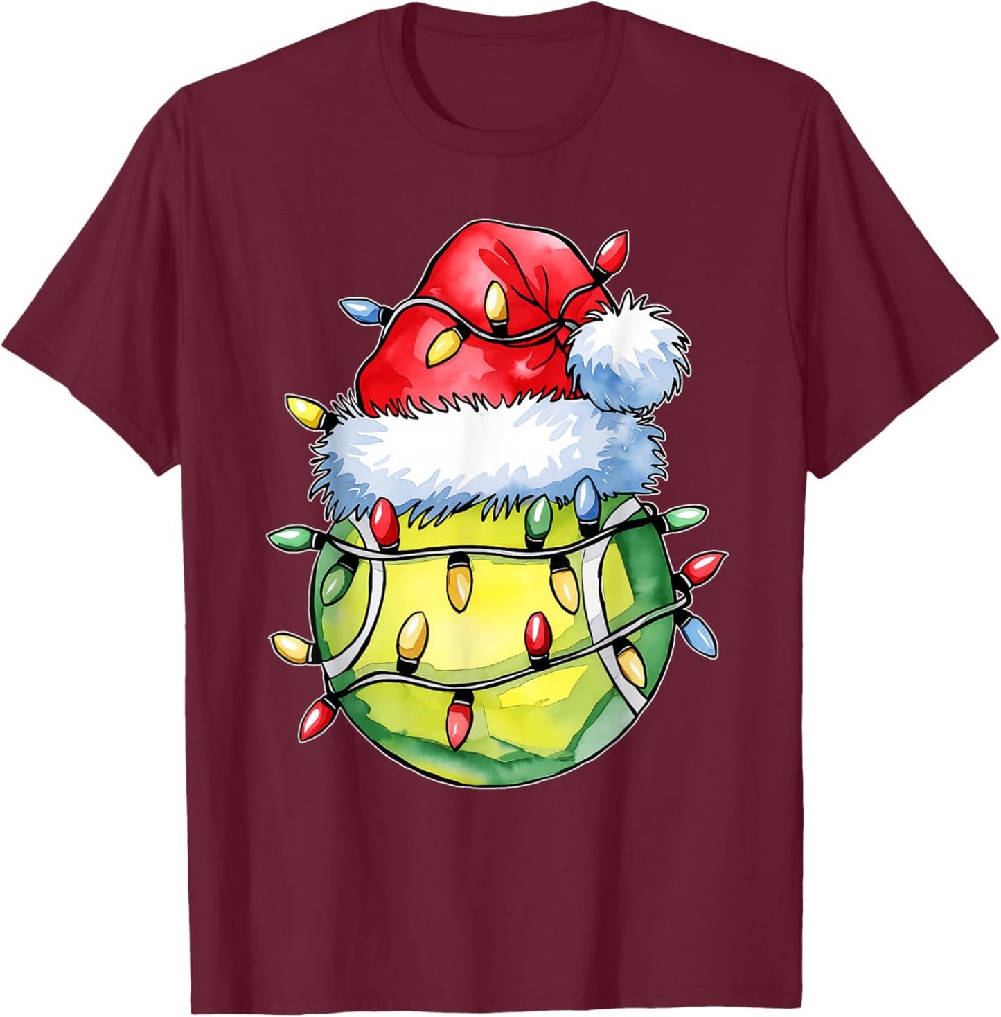 Santa Sports Design Boys Christmas Tennis Player T-Shirt - T-Shirt | Maroon