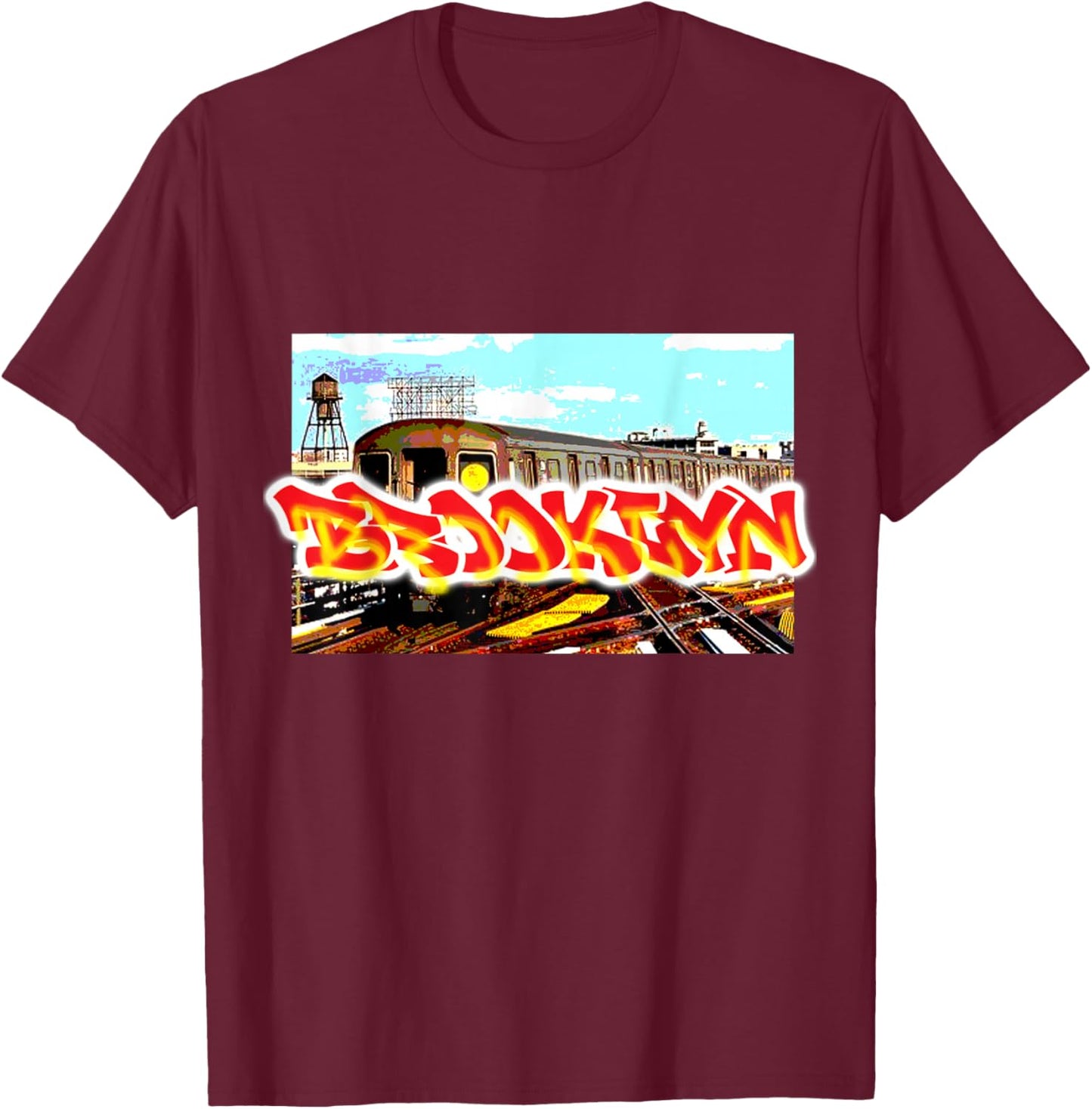 Brooklyn New York Hip Hop NYC Old School Subway Graffiti T-Shirt - T-Shirt | Maroon
