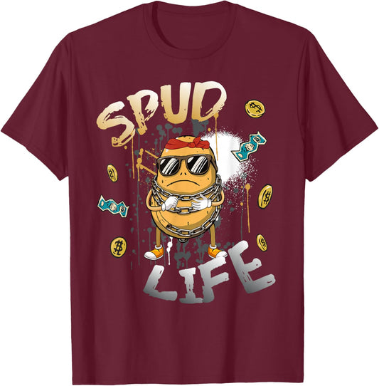 Potato With Sunglass Kids Potatoes Spud Life T-Shirt - T-Shirt | Maroon