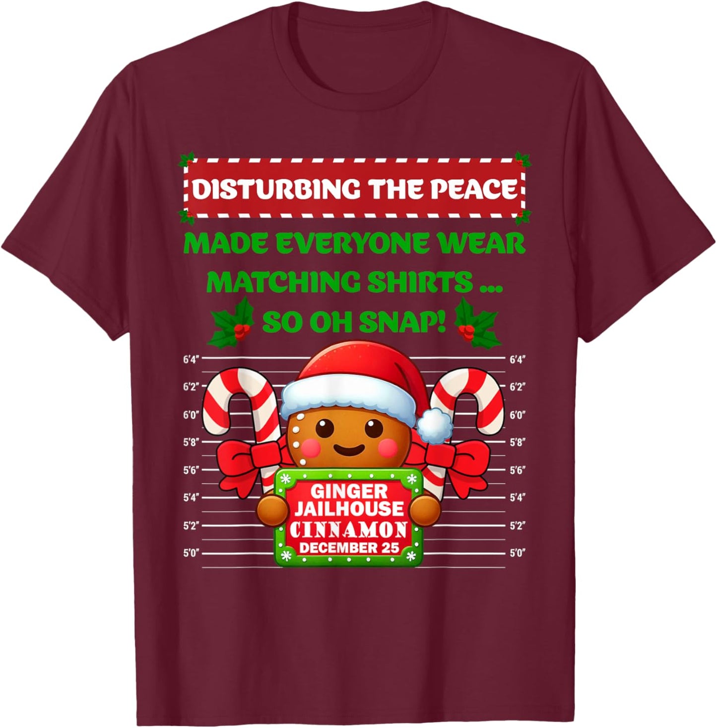 Funny Gingerbread Inmate Christmas Matching Family Group Set T-Shirt - T-Shirt | Maroon