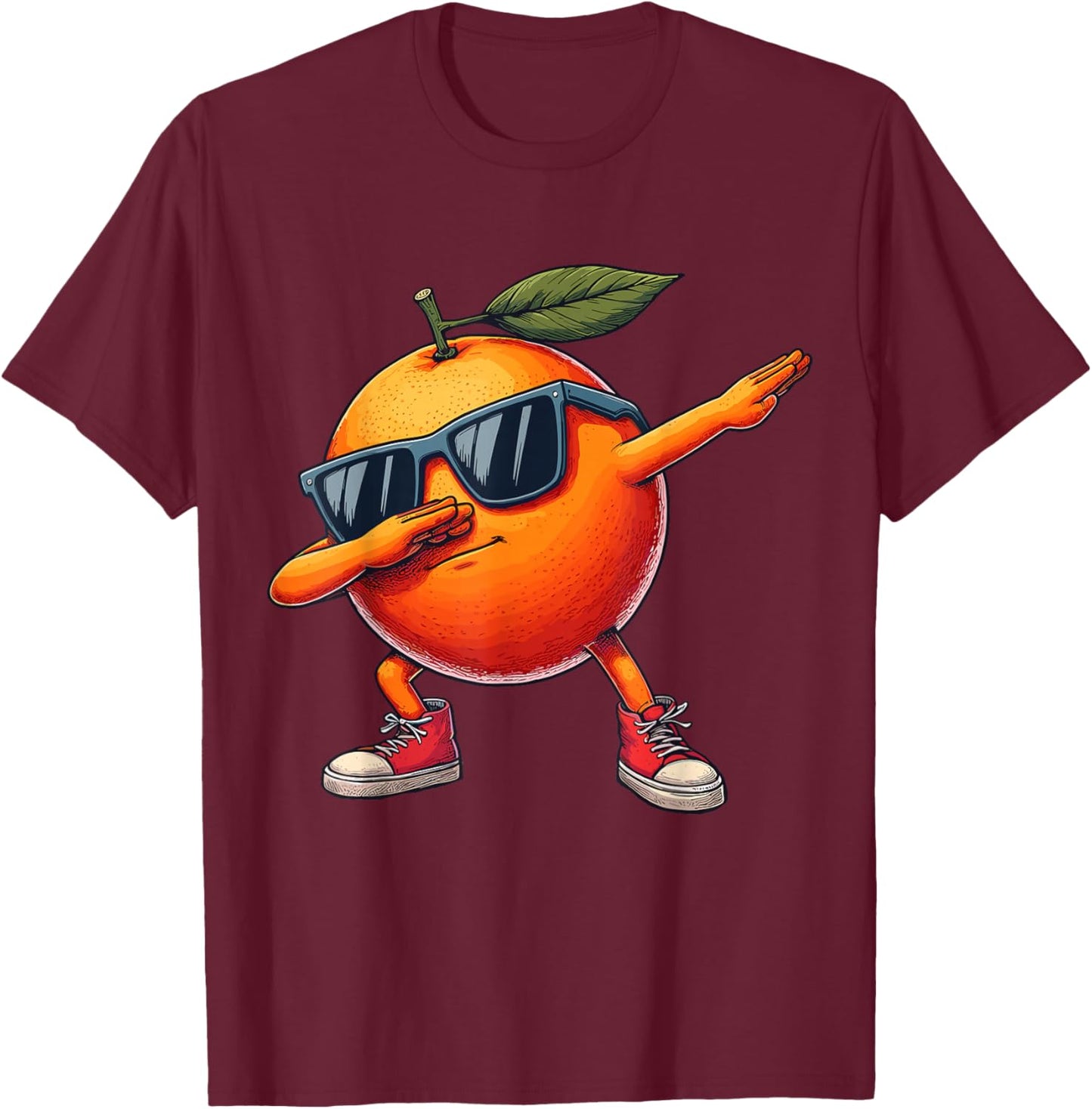 Orange Dabbing Dance Sunglasses Fruit Lovers T-Shirt - T-Shirt | Maroon