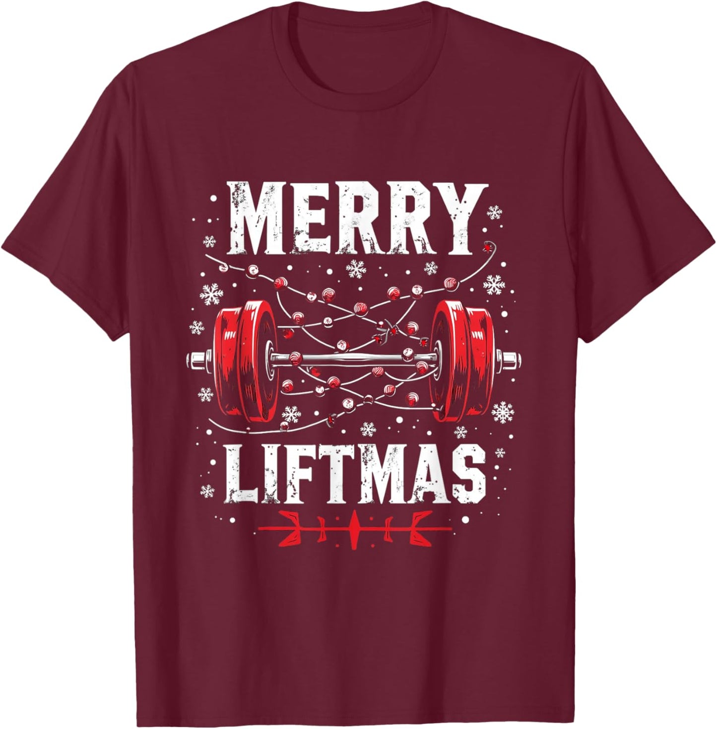 MERRY LIFTMAS Holiday Fitness T-Shirt - T-Shirt | Maroon