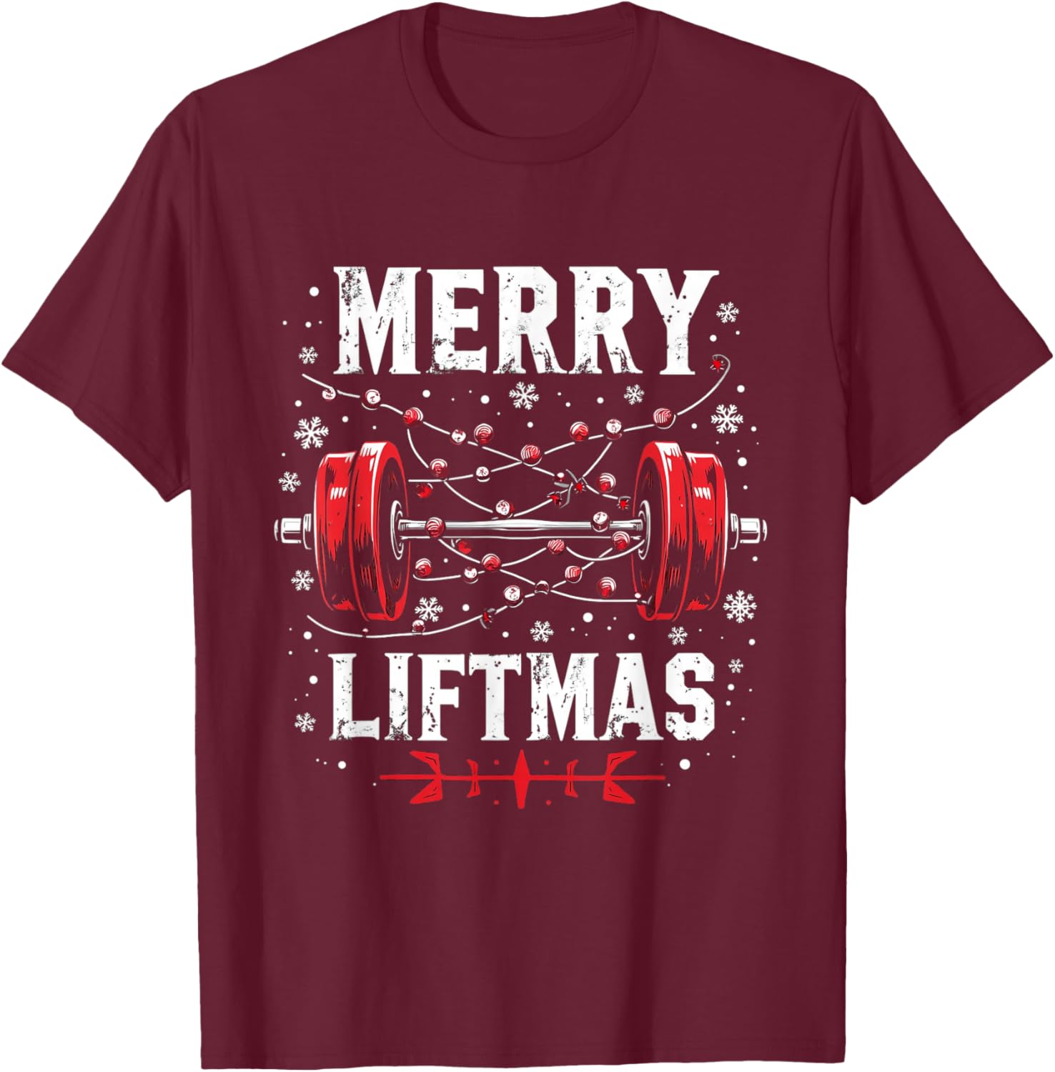 MERRY LIFTMAS Holiday Fitness T-Shirt - T-Shirt | Maroon