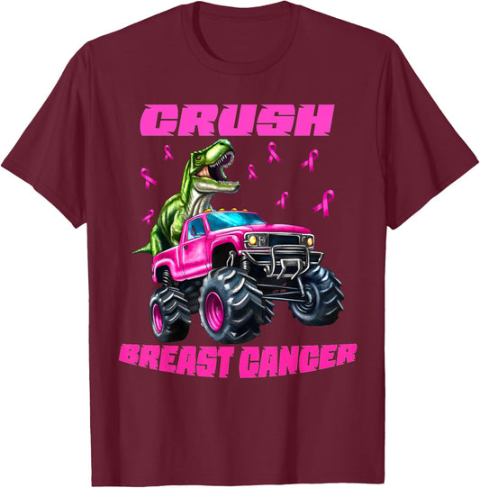 Crush Breast Cancer Monster Truck Wear Pink T-Shirt - T-Shirt | Maroon