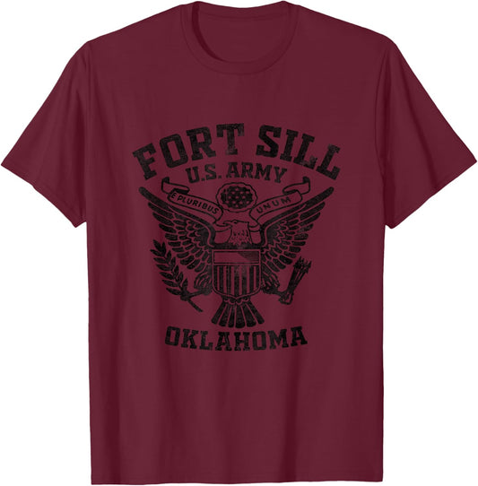 Fort Sill US Military Base Oklahoma OK Ft Sill Veteran Gifts T-Shirt - T-Shirt | Maroon