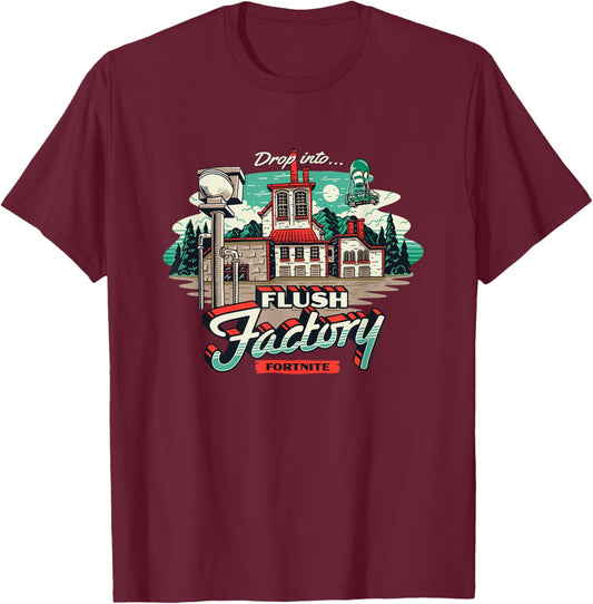 Fortnite Drop Into… Flush Factory Vintage Big Chest Poster T-Shirt - T-Shirt | Maroon
