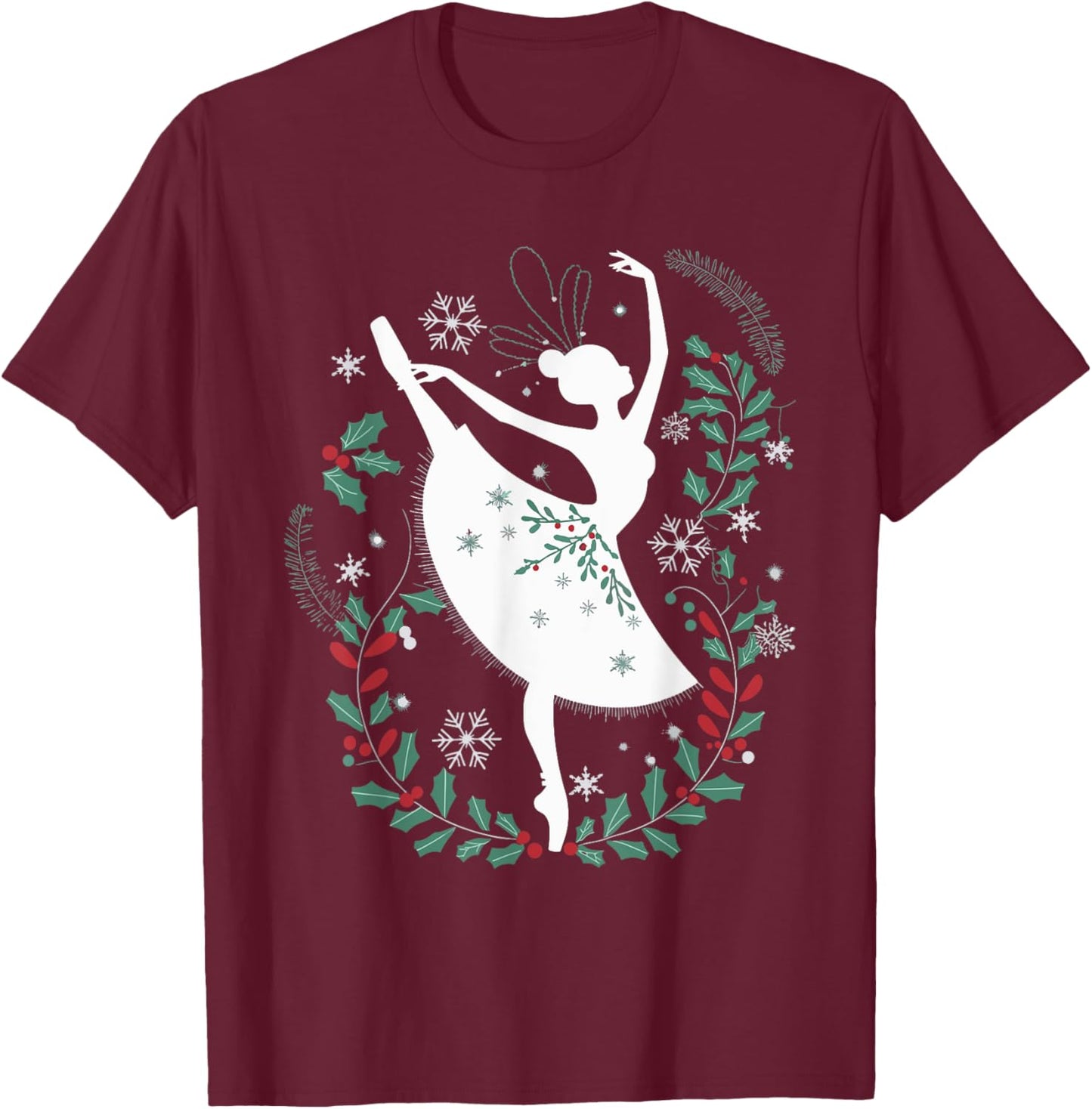 Ballet Christmas Dancer T-Shirt - T-Shirt | Maroon