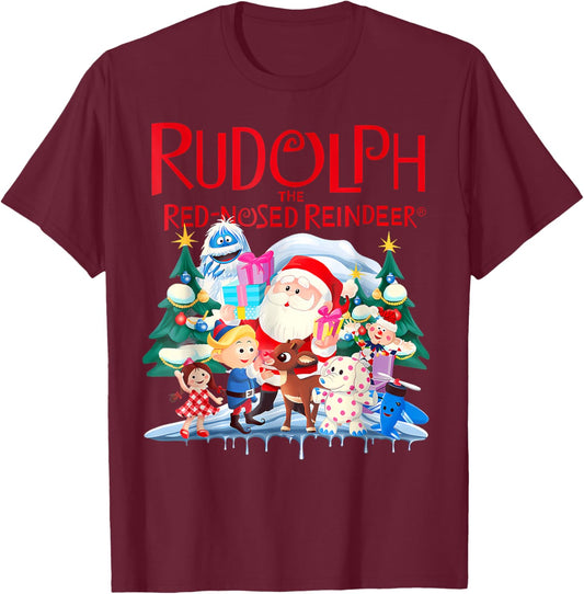 Cute Rudolph The Red Nosed Reindeer Christmas T-Shirt - T-Shirt | Maroon