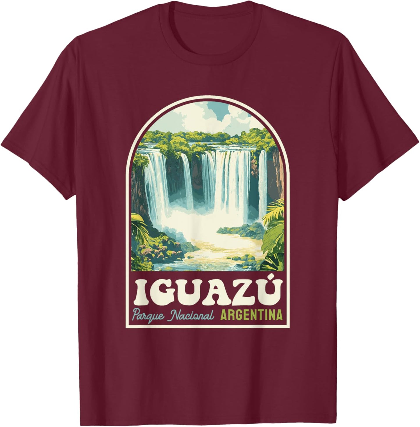 Iguazú Falls National Park Argentina Retro Travel Souvenir T-Shirt - T-Shirt | Maroon