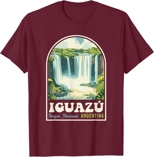 Iguazú Falls National Park Argentina Retro Travel Souvenir T-Shirt - T-Shirt | Maroon