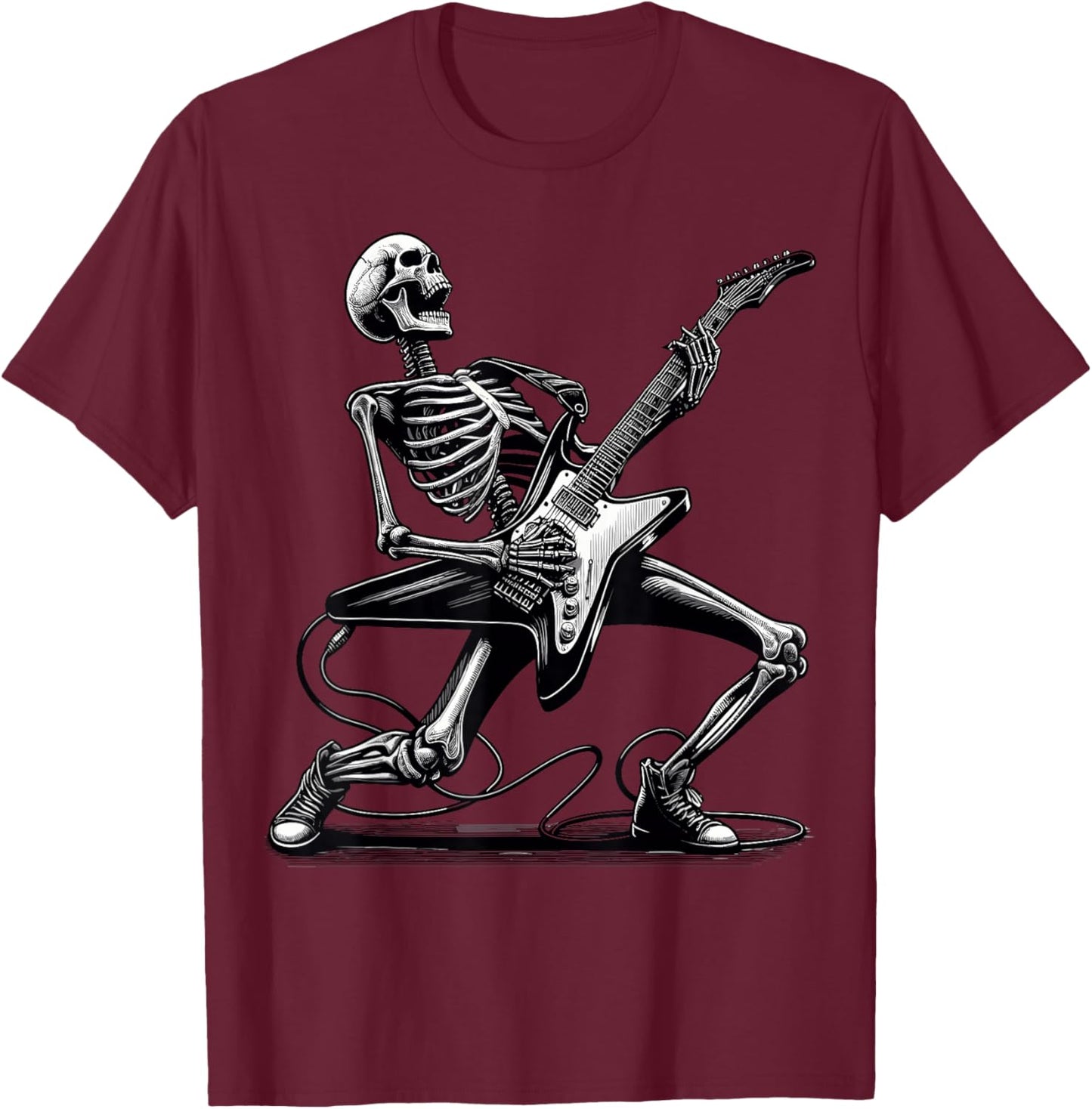 Skeleton Playing Guitar T-Shirt - T-Shirt | Maroon