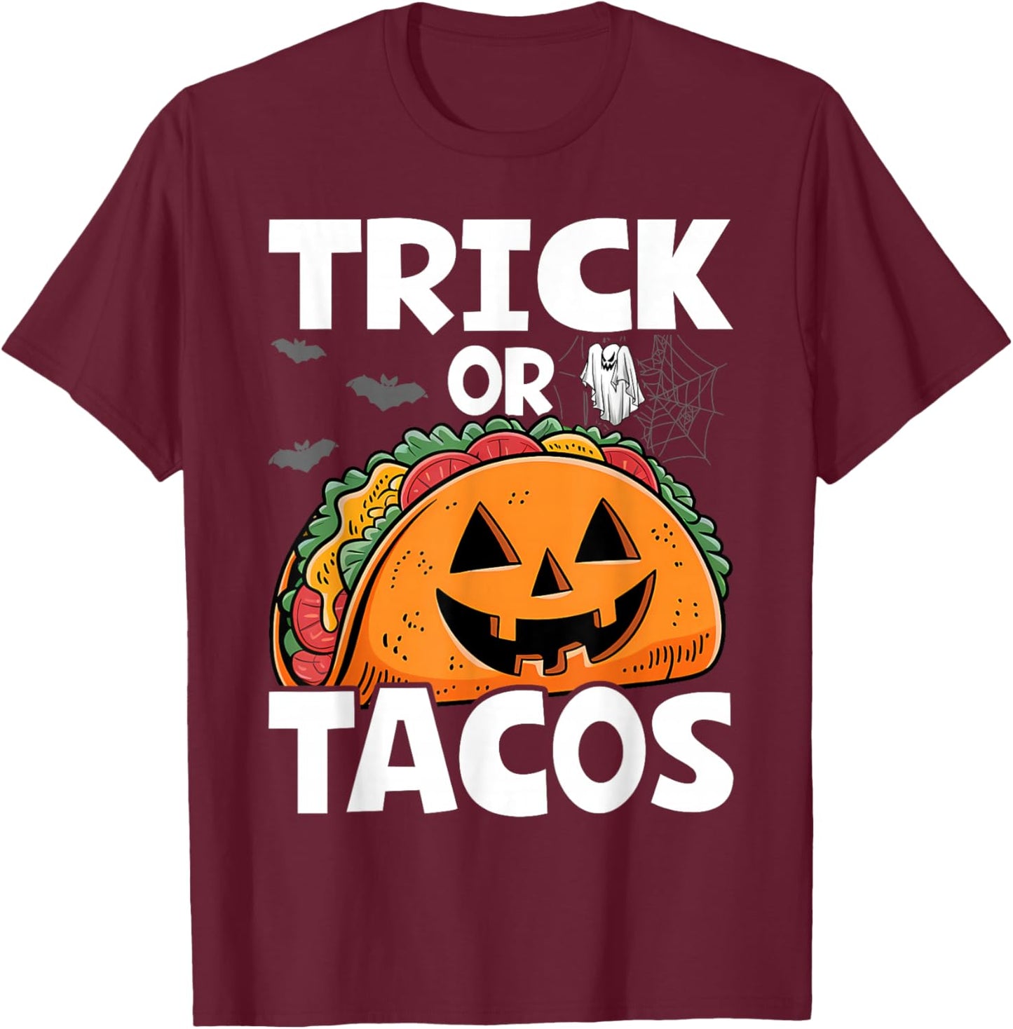 Halloween Trick Or Tacos Mexican Food Costume Men Women Kids T-Shirt - T-Shirt | Maroon