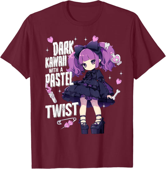 Dark Kawaii With A Pastel Twist Aesthetic T-Shirt - T-Shirt | Maroon