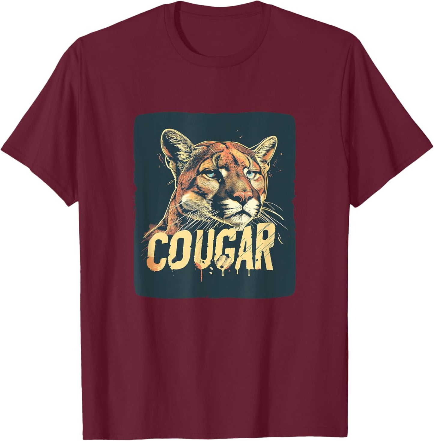 Pretty Cougar Face Outfit for Cougars Boys and Girls T-Shirt - T-Shirt | Maroon