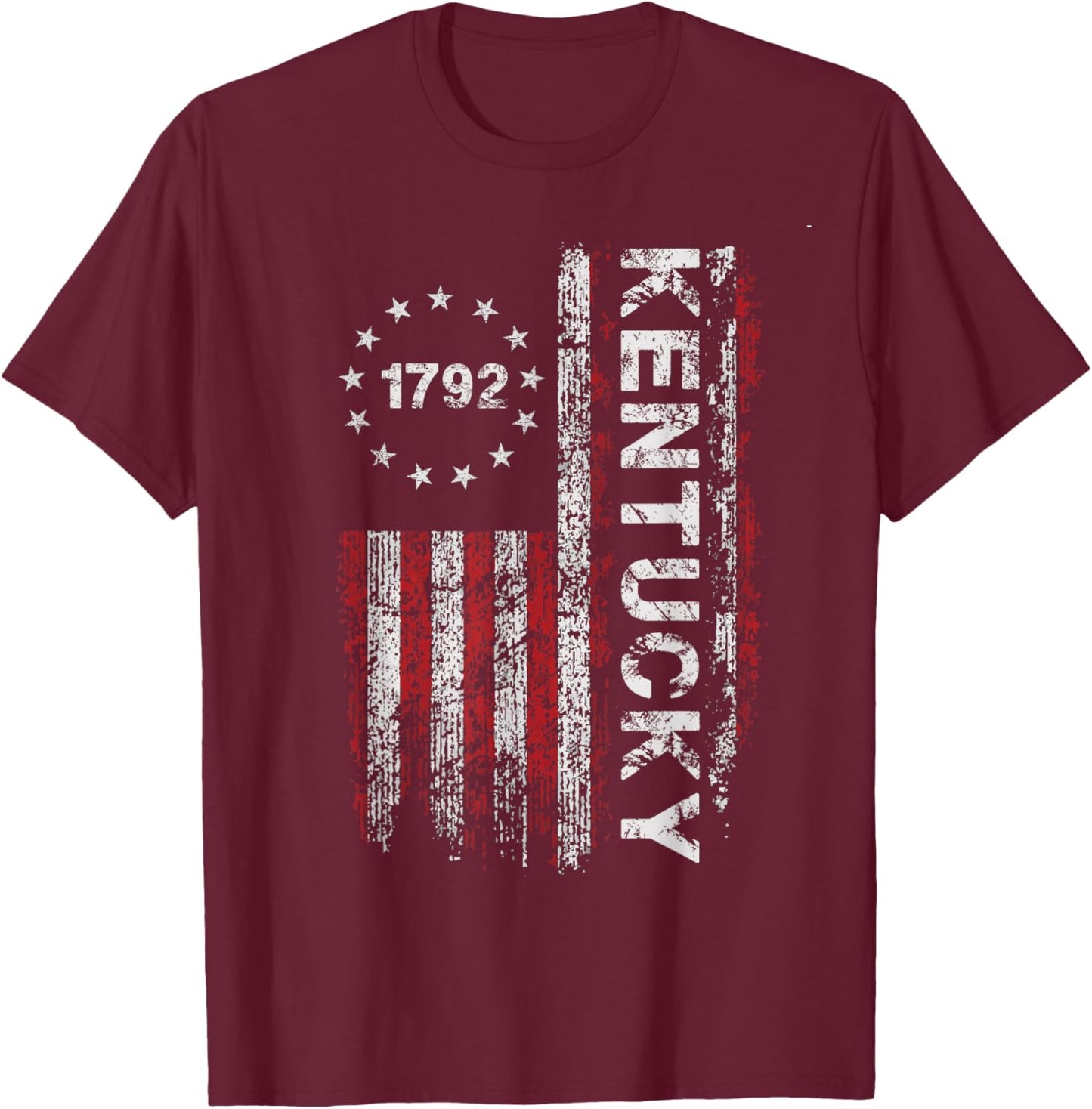1792 Kentucky State US Flag Vintage Women Youth T-Shirt - T-Shirt | Maroon