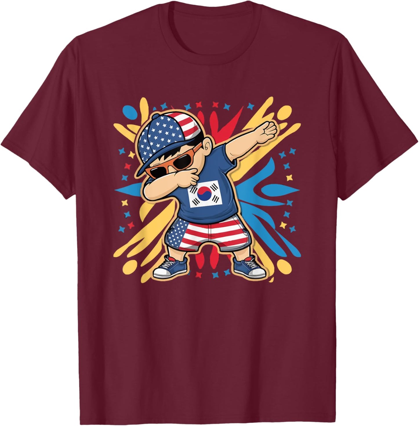 Half Korean Half American USA Flag South Korea America T-Shirt - T-Shirt | Maroon
