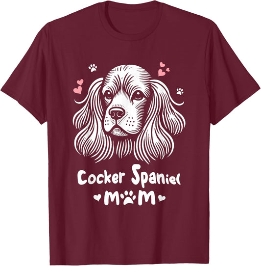 Cocker Spaniel Mom Spaniels T-Shirt - T-Shirt | Maroon
