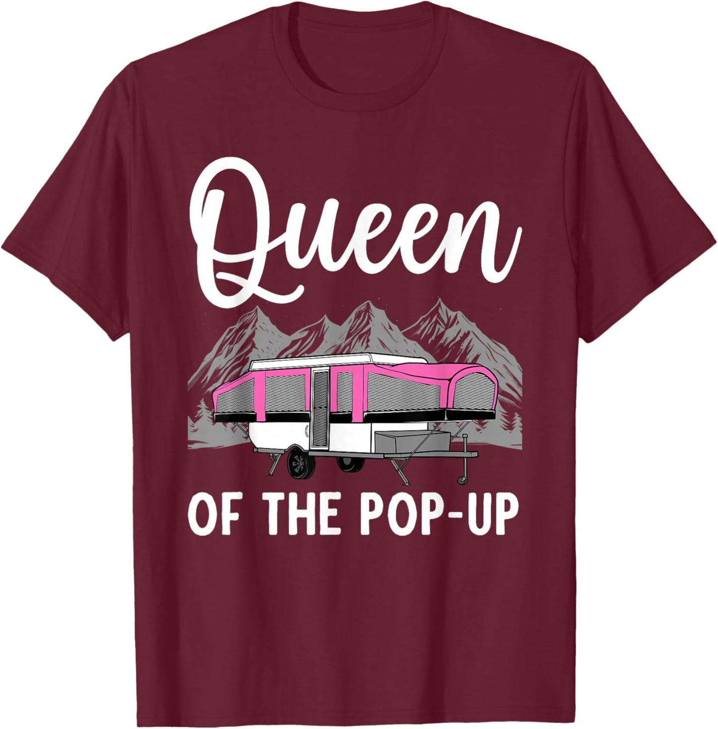 Pop Up Camper Art Girls Pop Up Trailer Camping T-Shirt - T-Shirt | Maroon