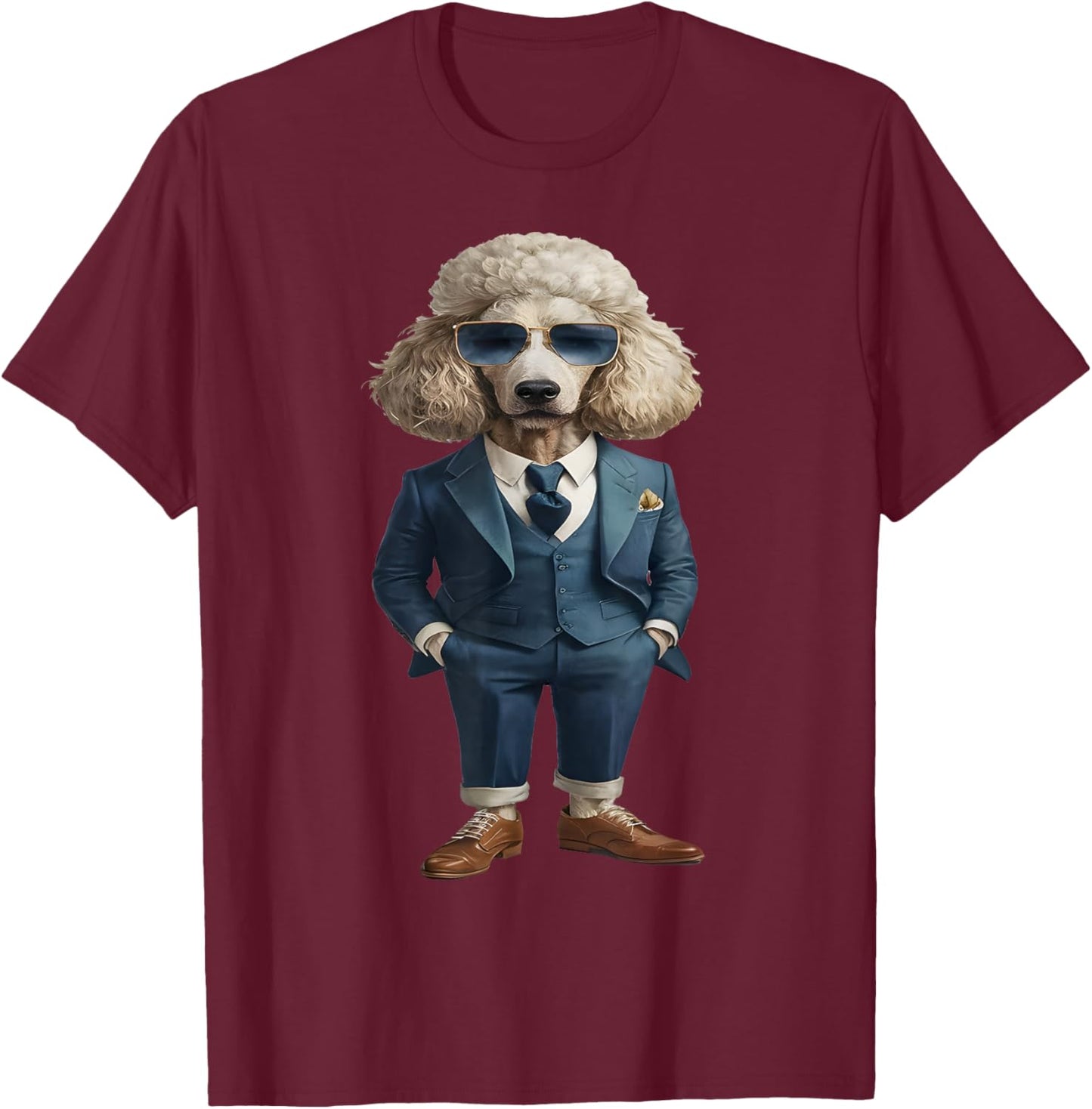 Men Woman Poodle Suit Poodle T-Shirt - T-Shirt | Maroon