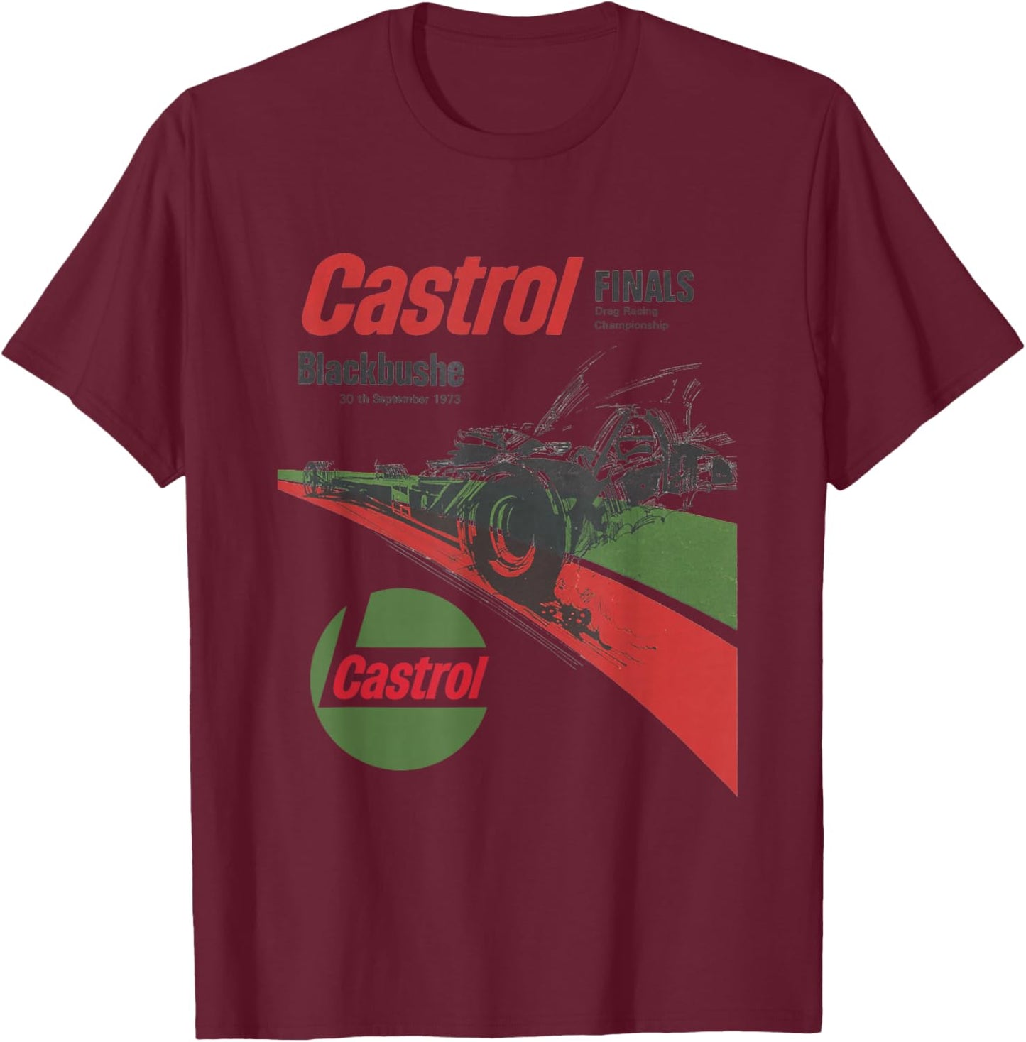 Castrol Racing Blackbushe Vintage Retro Logo PAPL1343 T-Shirt - T-Shirt | Maroon