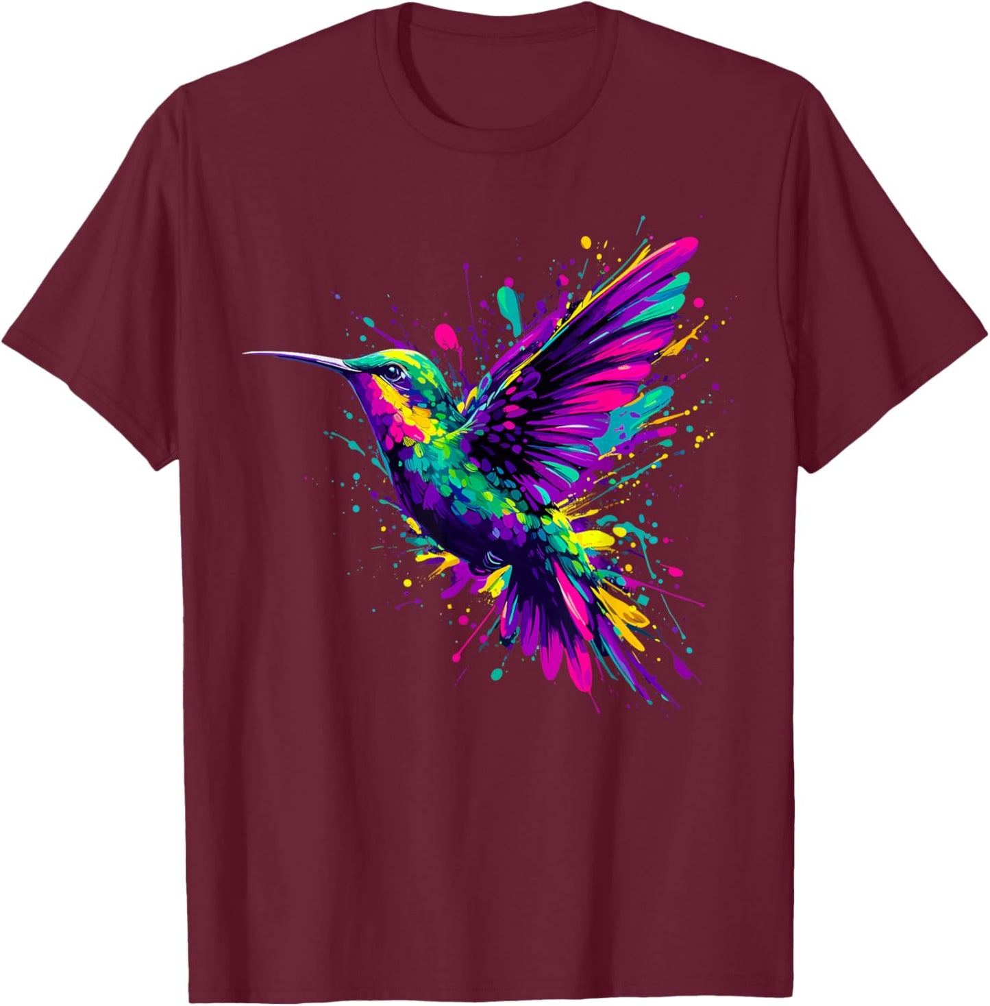 Hummingbird Colorful T-Shirt - T-Shirt | Maroon