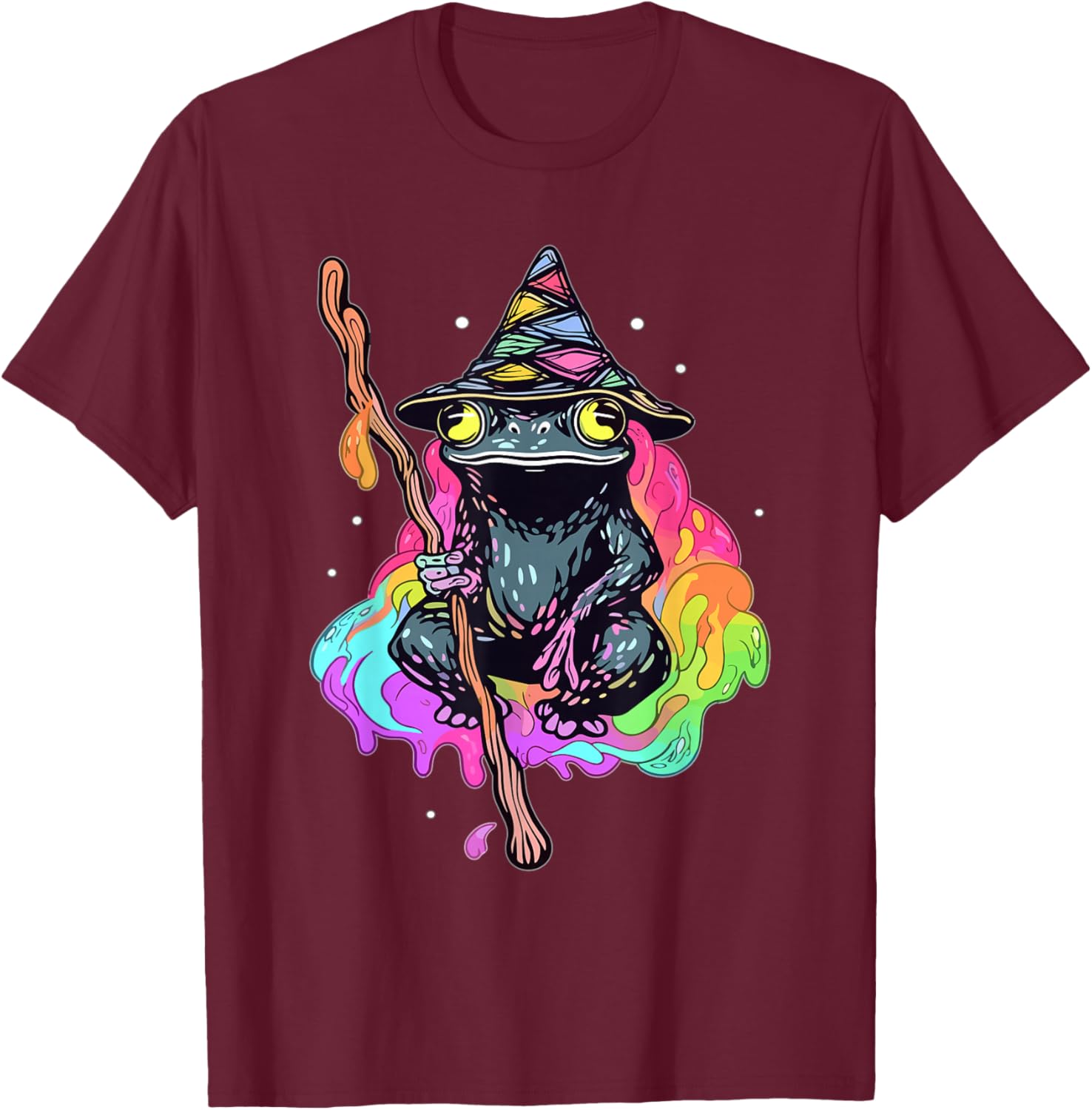 Magical Wizard Frog EDM Party Psychedelic Rave Trippy T-Shirt - T-Shirt | Maroon