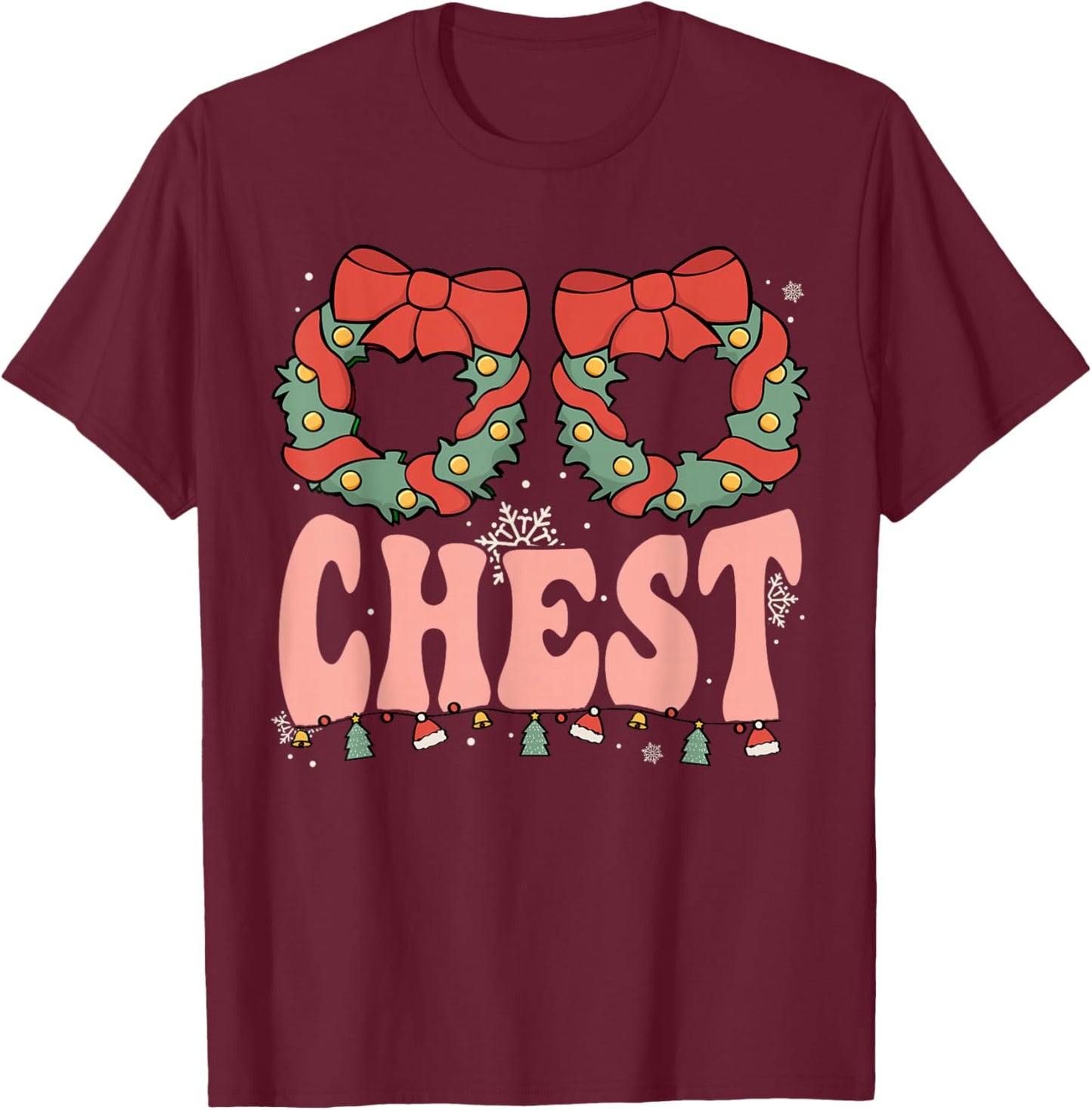 Retro Groovy Chest Nuts Matching Chestnuts Christmas Couples T-Shirt - T-Shirt | Maroon