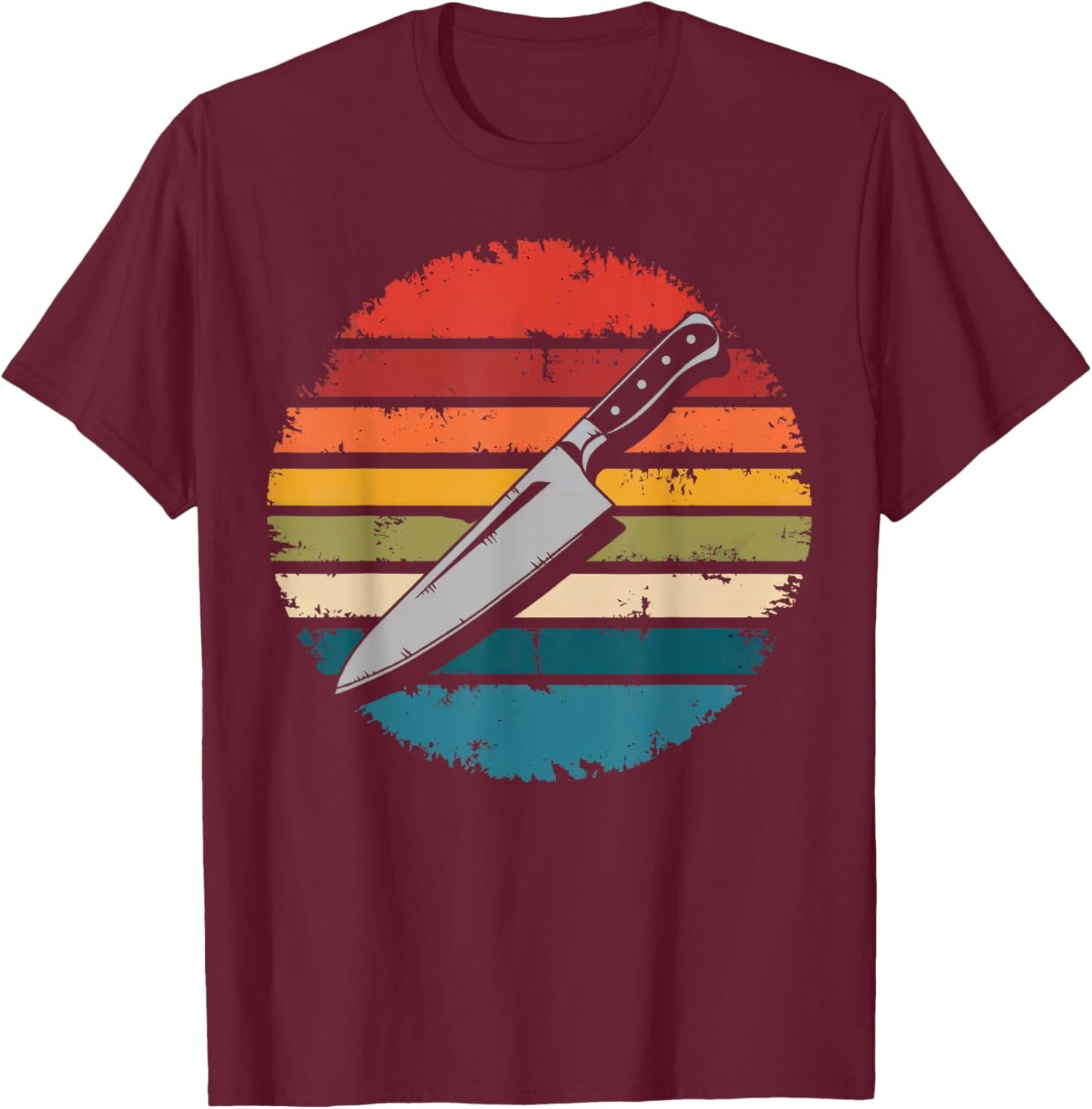 Vintage Chef Knife Culinary Cooking Gifts Chefs Men Women T-Shirt - T-Shirt | Maroon