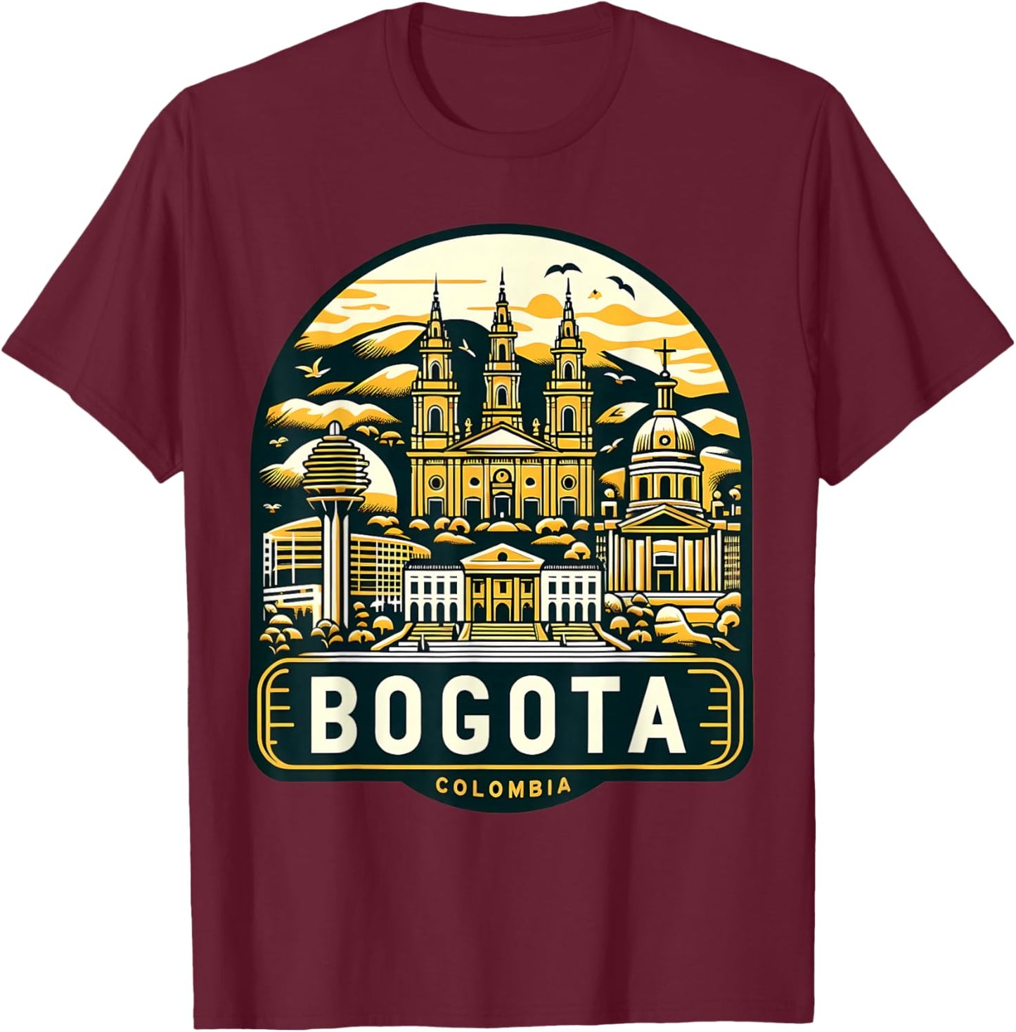 Bogota Colombia City Souvenir Capital Memorabilia Landmarks T-Shirt - T-Shirt | Maroon