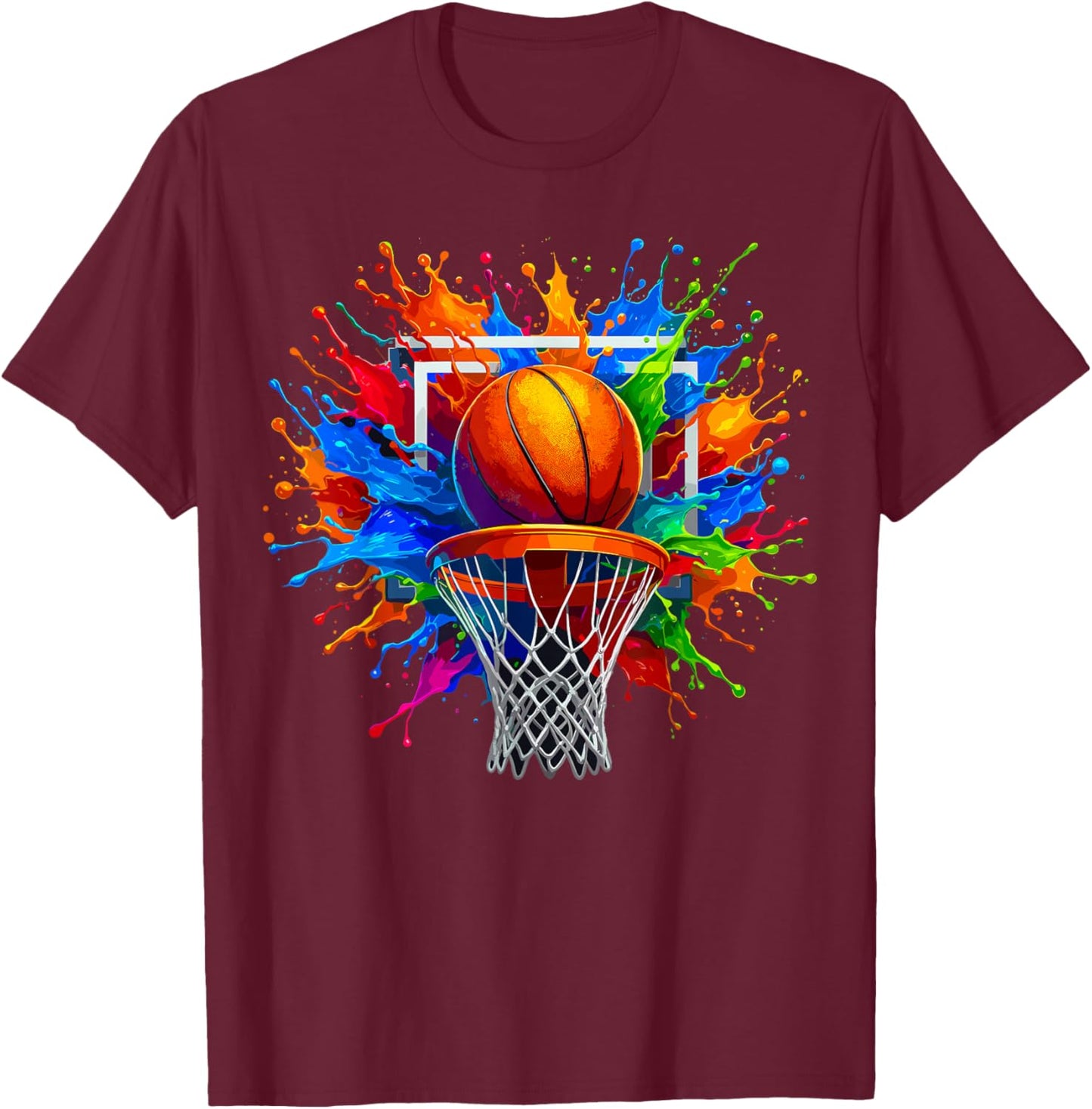 Basketball Color Splash Basketball T-Shirt - T-Shirt | Maroon