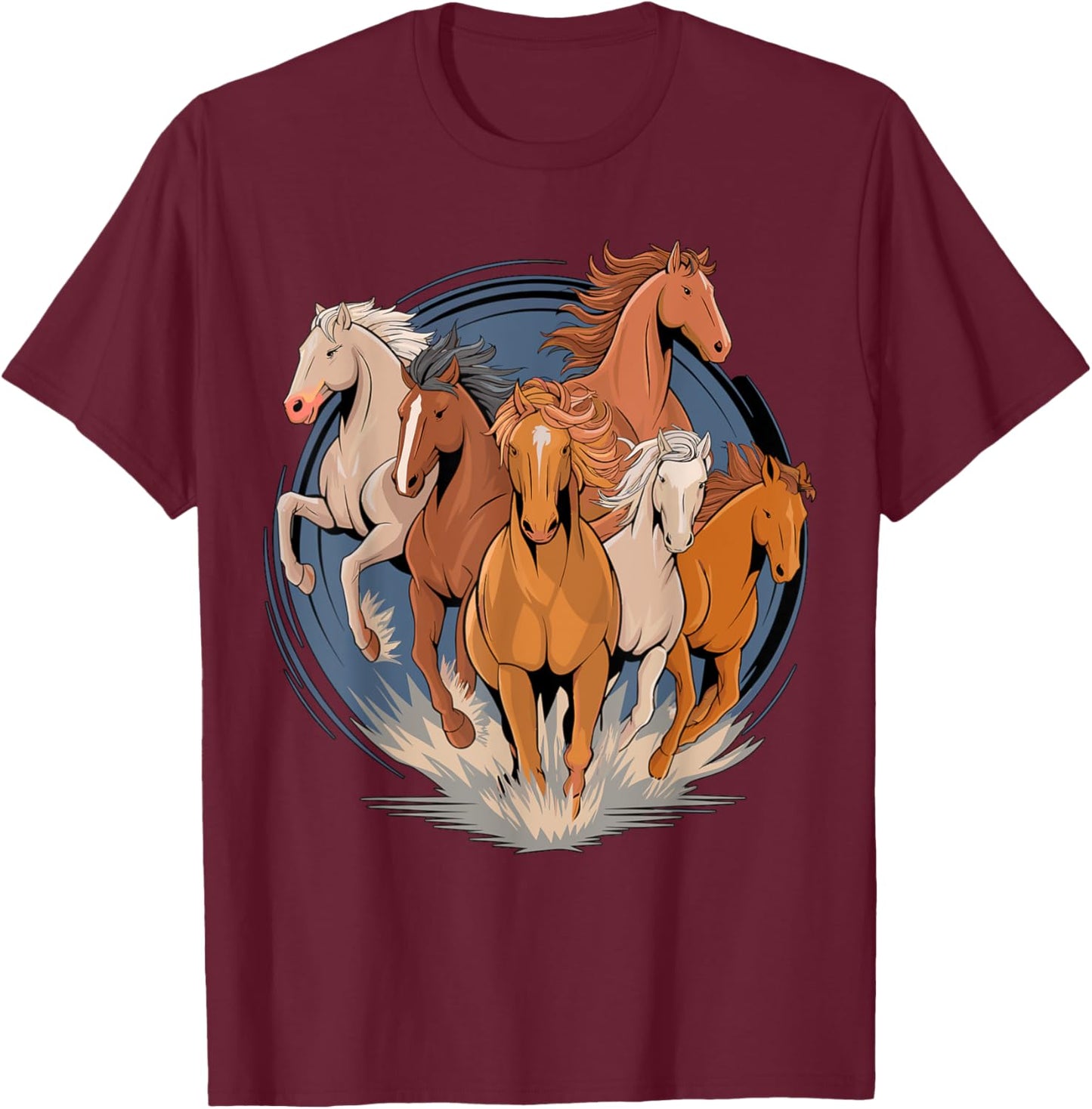 Magical and Funny Horse lover Gifts -Child Classic Fit Black Cartoon Animal-Print T-Shirt - T-Shirt | Maroon