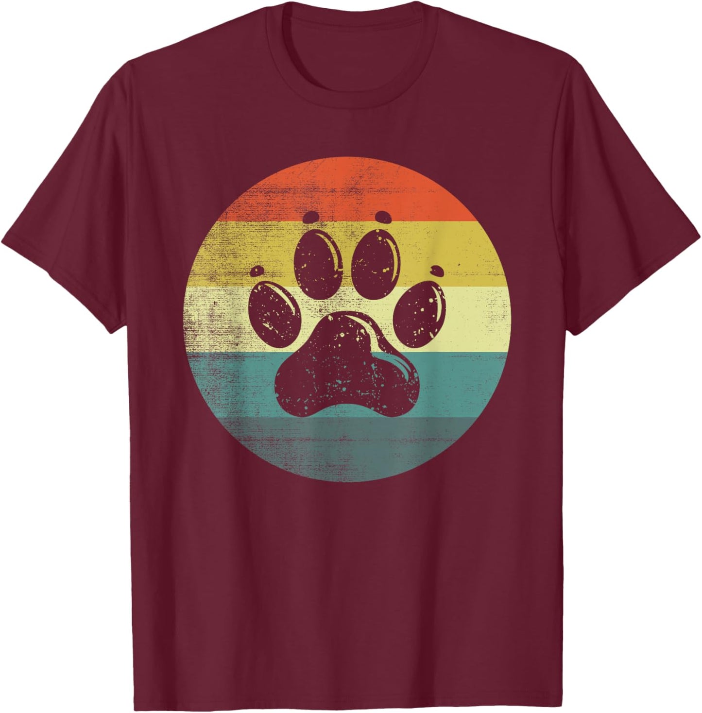 Retro Vintage Dog Paw Design Women Kids T-Shirt - T-Shirt | Maroon