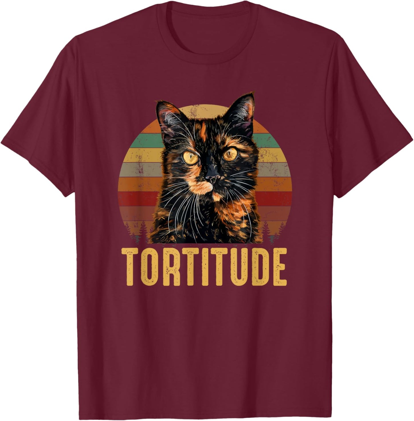 Tortitude, Tortoiseshell Cat Men Women Girls Kids T-Shirt - T-Shirt | Maroon