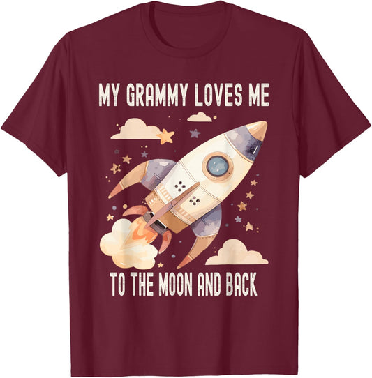 My Grammy Loves Me To The Moon And Back T-Shirt - T-Shirt | Maroon