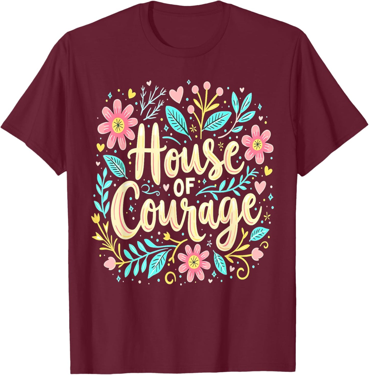 House Of Courage Flowers RCA School Teacher Student T-Shirt - T-Shirt | Maroon