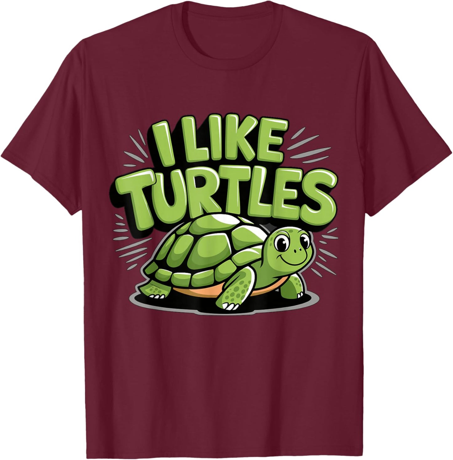 Magical and Funny Turtle lover Gifts -Kids, Girls Black Cartoon Turtleneck Small Classic Fit Short Sleeve T-Shirt - T-Shirt | Maroon